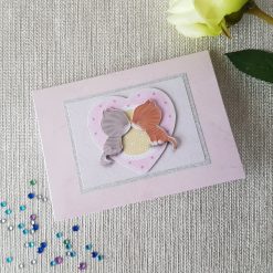 Kissing cats greeting card