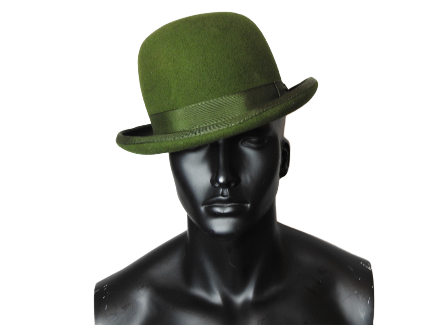 Olive Green Bowler Hat Vintage Hat Man Ladies Bowler Hat Chapeau