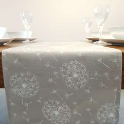 Grey & White Table Runner, 100% Cotton, Grey Table Runner with White Dandelions, Table Decor, Homer Decor, Gift Idea, Grey Table Runner 1 Grey & White Table Runner, 100% Cotton, Grey Table Runner with White Dandelions, Table Decor, Homer Decor, Gift Idea, Grey Table Runner 1