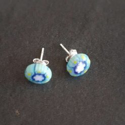 Blue Millefiori Sterling Silver Stud Earrings. 1 Blue Millefiori Sterling Silver Stud Earrings. 1