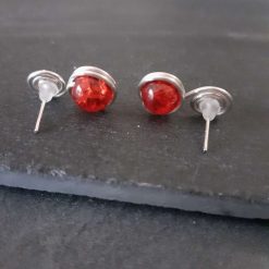 Red Glass Stud Earrings 2