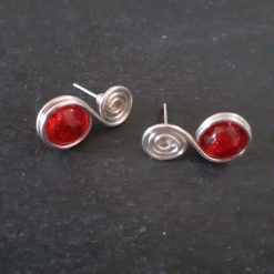 Red Glass Stud Earrings 1