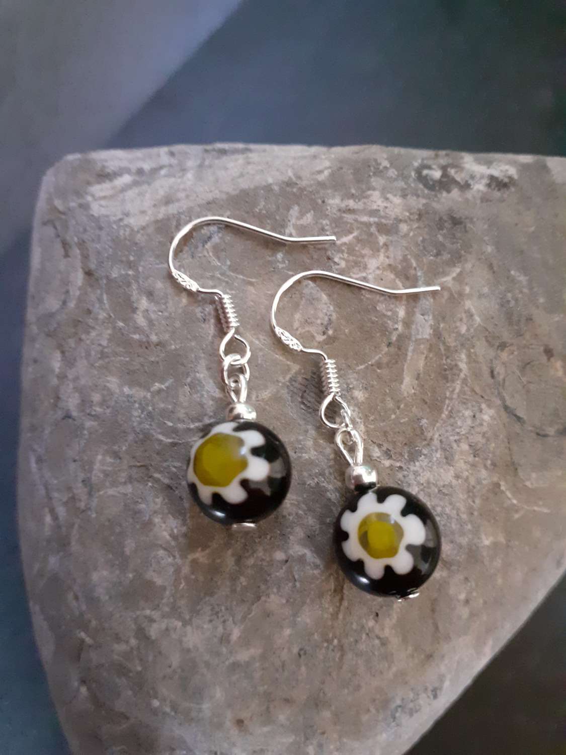 Millefiori Flower Dangle Earrings Millefiori Flower Dangle Earrings