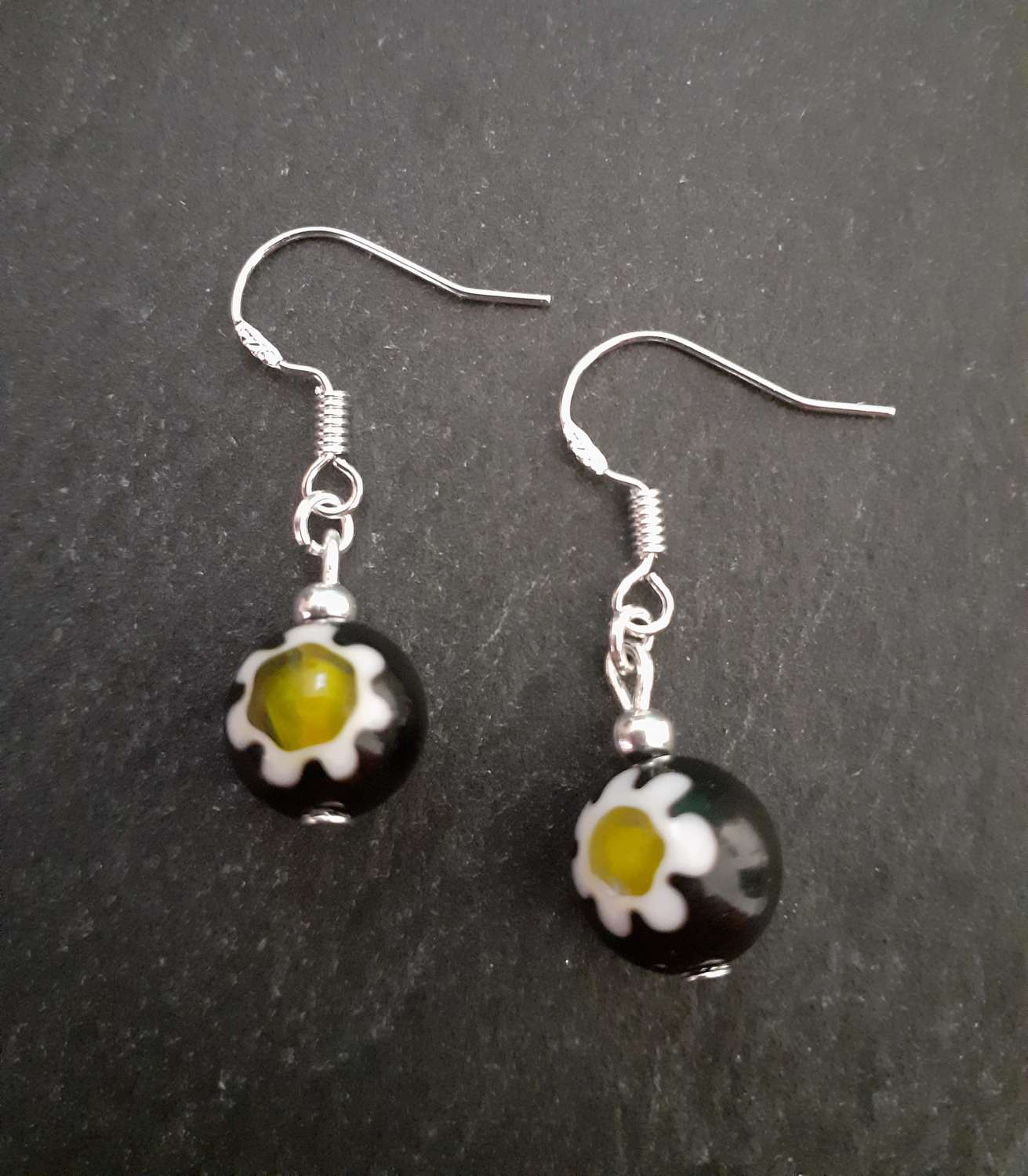 Millefiori Flower Dangle Earrings Millefiori Flower Dangle Earrings