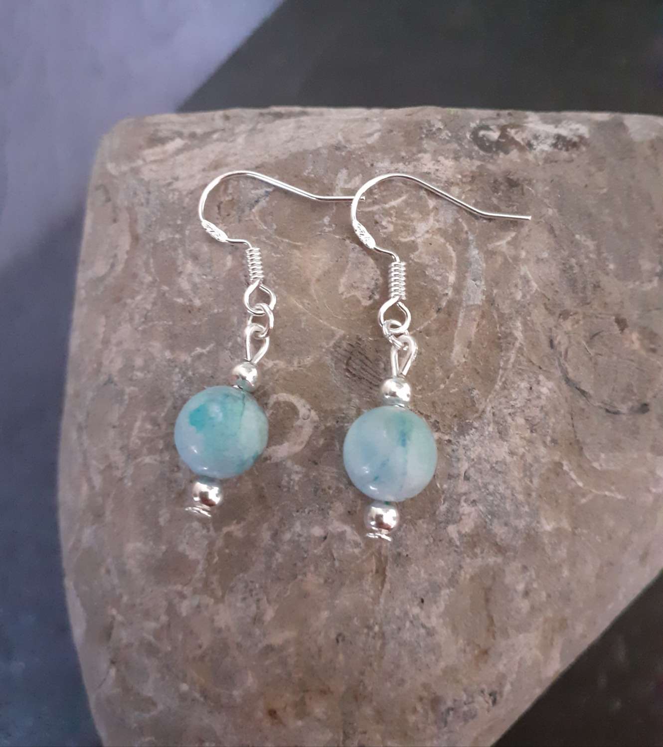 Blue Hemimorphite Gemstone Earrings Blue Hemimorphite Gemstone Earrings