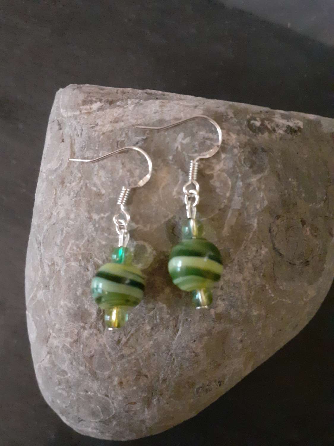 20210114_105604 Green Striped Sterling Silver Dangle Earrings, 1