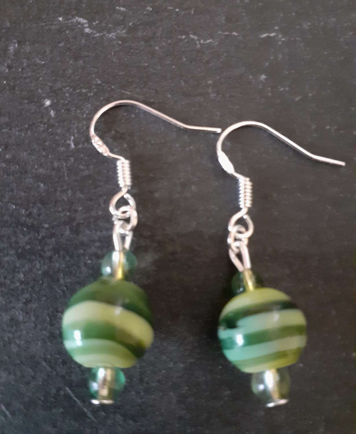 20210114_105806 Green Striped Sterling Silver Dangle Earrings, 3