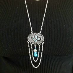 Long Turquoise Pendant Necklace