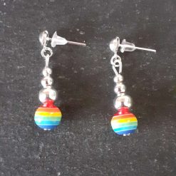 Rainbow Striped Dangle Earrings