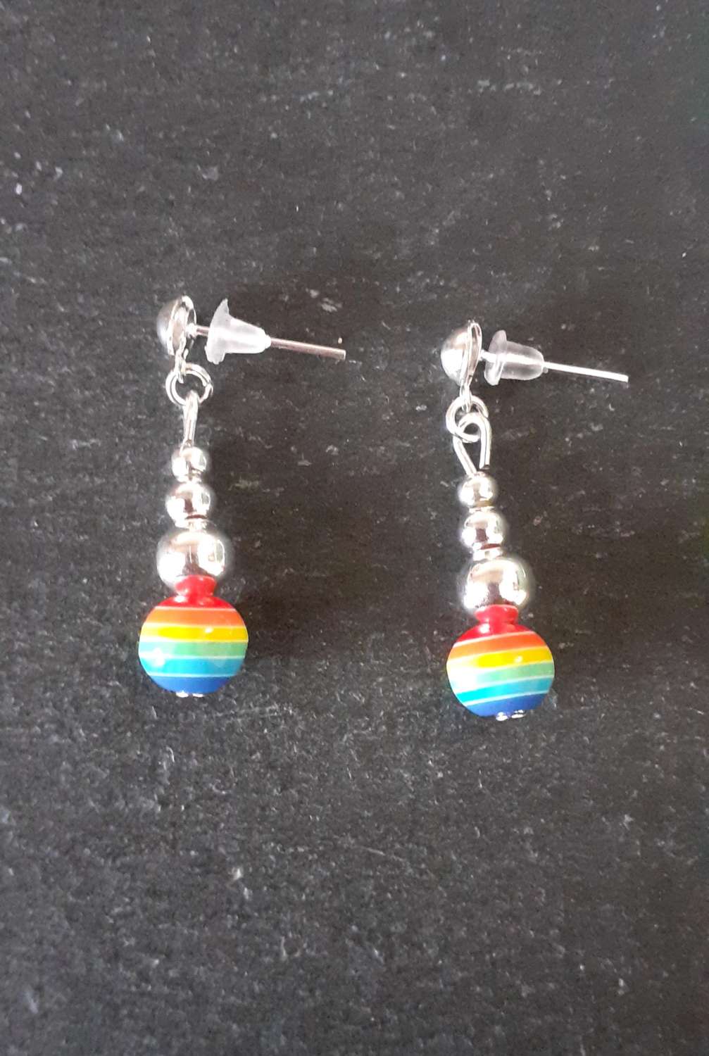 Rainbow Striped Dangle Earrings Rainbow Striped Dangle Earrings