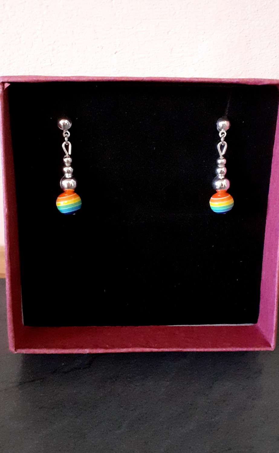 Rainbow Striped Dangle Earrings Rainbow Striped Dangle Earrings