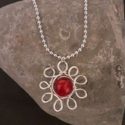 Red and Silver Flower Necklace