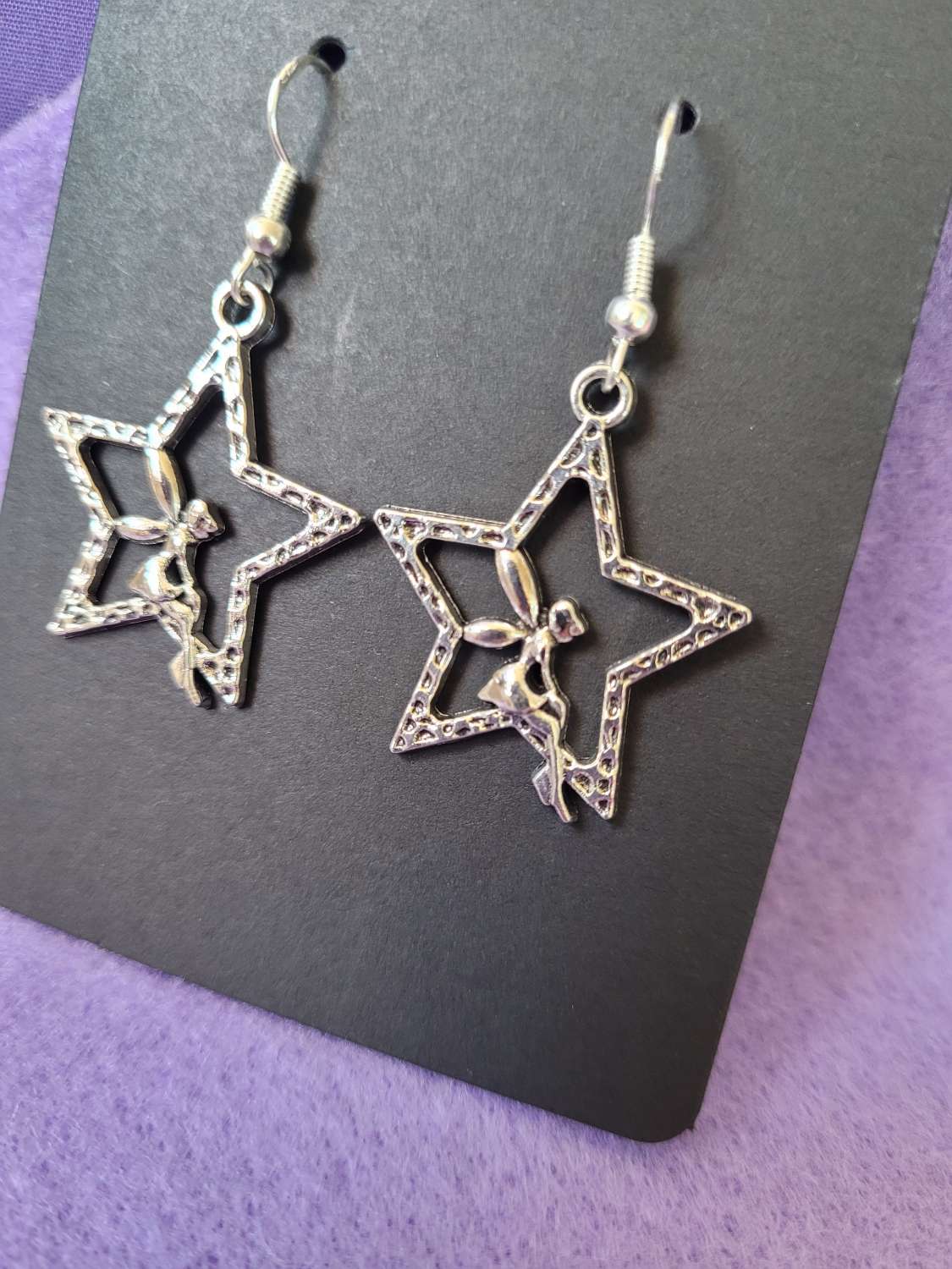 Sterling Silver Tibetan Silver Fairy in Star Earrings Sterling Silver Tibetan Silver Fairy in Star Earrings