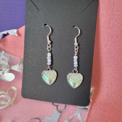 Sterling Silver Iridescent Silver Mermaid Scale and Bead Earrings 2 Sterling Silver Iridescent Silver Mermaid Scale and Bead Earrings 2