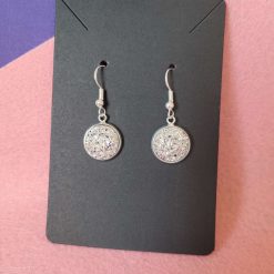 Sterling Silver Iridescent Silver Mermaid Scale and Bead Earrings