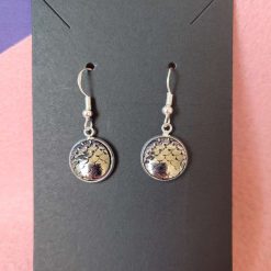 Sterling Silver Iridescent Silver Mermaid Scale and Bead Earrings
