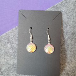 Sterling Silver Iridescent Silver Mermaid Scale and Bead Earrings