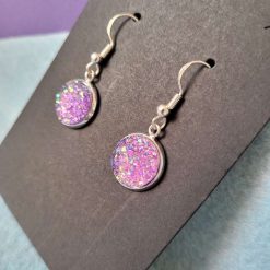 Sterling Silver Iridescent Purple Druzy Earrings 1
