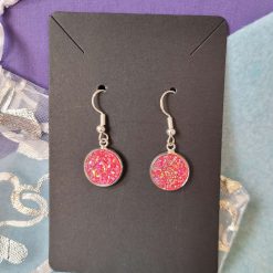 Sterling Silver Iridescent Magenta Pink Druzy Earrings 2