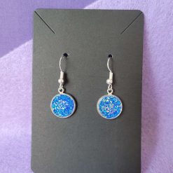 Sterling Silver Iridescent Silver Mermaid Scale and Bead Earrings