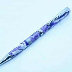 Hand made slimline twist ballpoint pen in purples, lilac, white and silver 1 Hand made slimline twist ballpoint pen in purples, lilac, white and silver 1