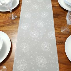 Grey & White Table Runner, 100% Cotton, Grey Table Runner with White Dandelions, Table Decor, Homer Decor, Gift Idea, Grey Table Runner 2 Grey & White Table Runner, 100% Cotton, Grey Table Runner with White Dandelions, Table Decor, Homer Decor, Gift Idea, Grey Table Runner 2