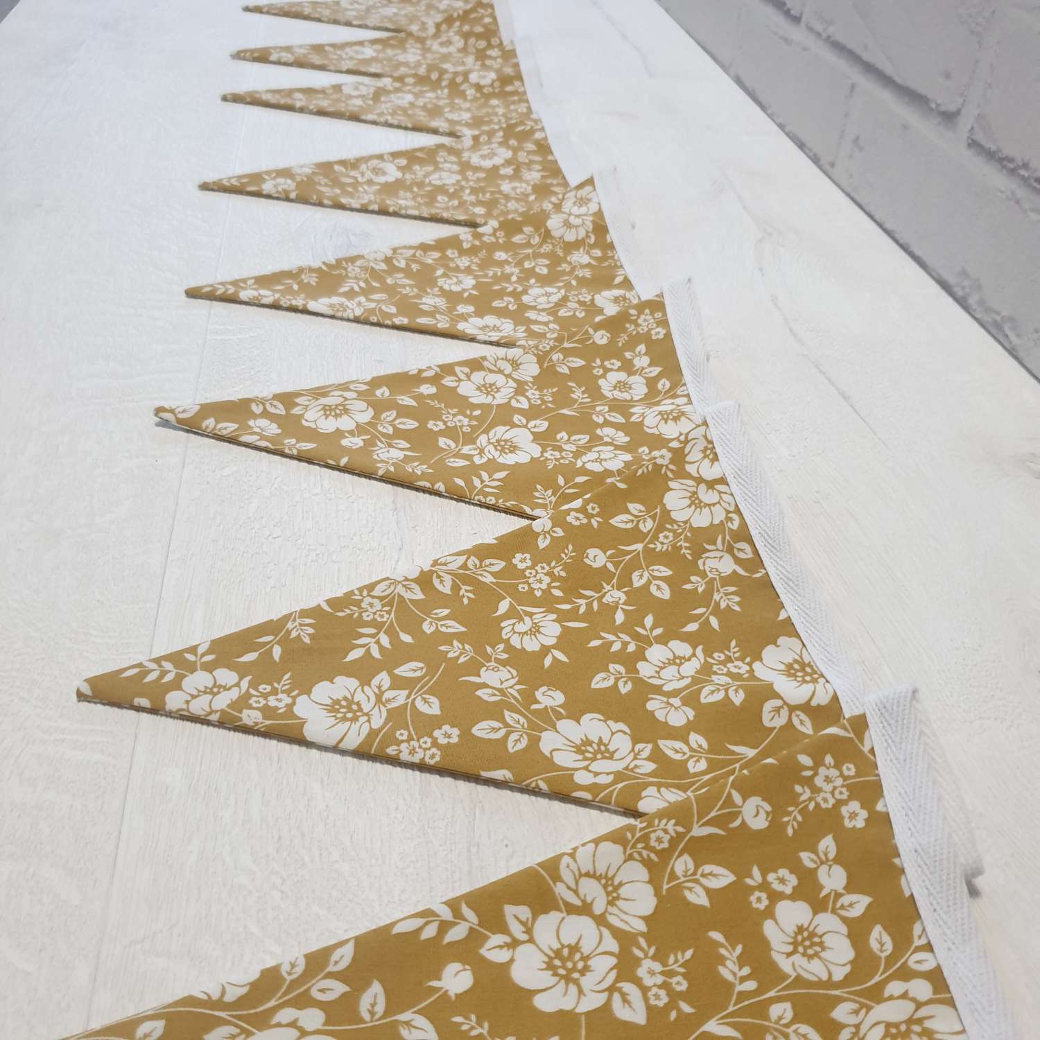 Ochre & Ivory Floral Bunting, 100% cotton, Mustard Floral Bunting, Garland, Fabric Bunting, 10 double sided flags 2.5m Ochre & Ivory Floral Bunting, 100% cotton, Mustard Floral Bunting, Garland, Fabric Bunting, 10 double sided flags 2.5m