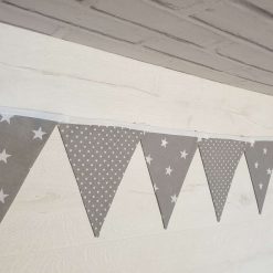 Grey with White Star & White Dot Bunting, 100% cotton, Grey Bunting, Star & Dot Bunting, Garland, Fabric Bunting, 10 double sided flags 2.5m 2 Grey with White Star & White Dot Bunting, 100% cotton, Grey Bunting, Star & Dot Bunting, Garland, Fabric Bunting, 10 double sided flags 2.5m 2