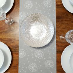 Grey & White Table Runner, 100% Cotton, Grey Table Runner with White Dandelions, Table Decor, Homer Decor, Gift Idea, Grey Table Runner 3 Grey & White Table Runner, 100% Cotton, Grey Table Runner with White Dandelions, Table Decor, Homer Decor, Gift Idea, Grey Table Runner 3