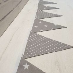 Grey with White Star & White Dot Bunting, 100% cotton, Grey Bunting, Star & Dot Bunting, Garland, Fabric Bunting, 10 double sided flags 2.5m 3 Grey with White Star & White Dot Bunting, 100% cotton, Grey Bunting, Star & Dot Bunting, Garland, Fabric Bunting, 10 double sided flags 2.5m 3