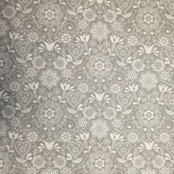Grey & White Table Runner, 100% Cotton, Grey Table Runner with White Flowers, Birds and Hearts, Table Decor, Gift Idea, Kitchen Table Runner 5