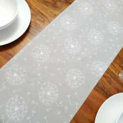 Grey & White Table Runner, 100% Cotton, Grey Table Runner with White Dandelions, Table Decor, Homer Decor, Gift Idea, Grey Table Runner 5 Grey & White Table Runner, 100% Cotton, Grey Table Runner with White Dandelions, Table Decor, Homer Decor, Gift Idea, Grey Table Runner 5