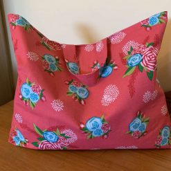 Pink Floral Cotton Large Tote Bag