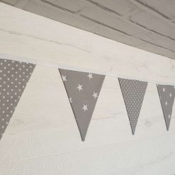 Grey with White Star & White Dot Bunting, 100% cotton, Grey Bunting, Star & Dot Bunting, Garland, Fabric Bunting, 10 double sided flags 2.5m 6 Grey with White Star & White Dot Bunting, 100% cotton, Grey Bunting, Star & Dot Bunting, Garland, Fabric Bunting, 10 double sided flags 2.5m 6