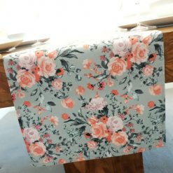 Grey & Pink Floral Table Runner, 100% Cotton, Grey Table Runner with Pink Flowers, Table Decor, Home Decor, Gift Idea, Floral Table Runner 6