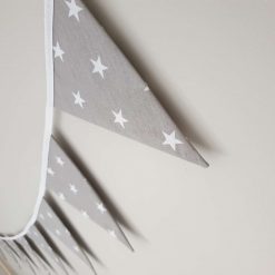 Grey & White Star Bunting, 100% cotton, Star Bunting, Grey Bunting, Garland, Fabric Bunting, 10 double sided flags 2.5m 6