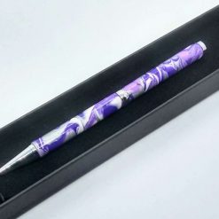 OOAK Hand made slimline twist handbag pen in purple, lilac, white and silver 2 OOAK Hand made slimline twist handbag pen in purple, lilac, white and silver 2