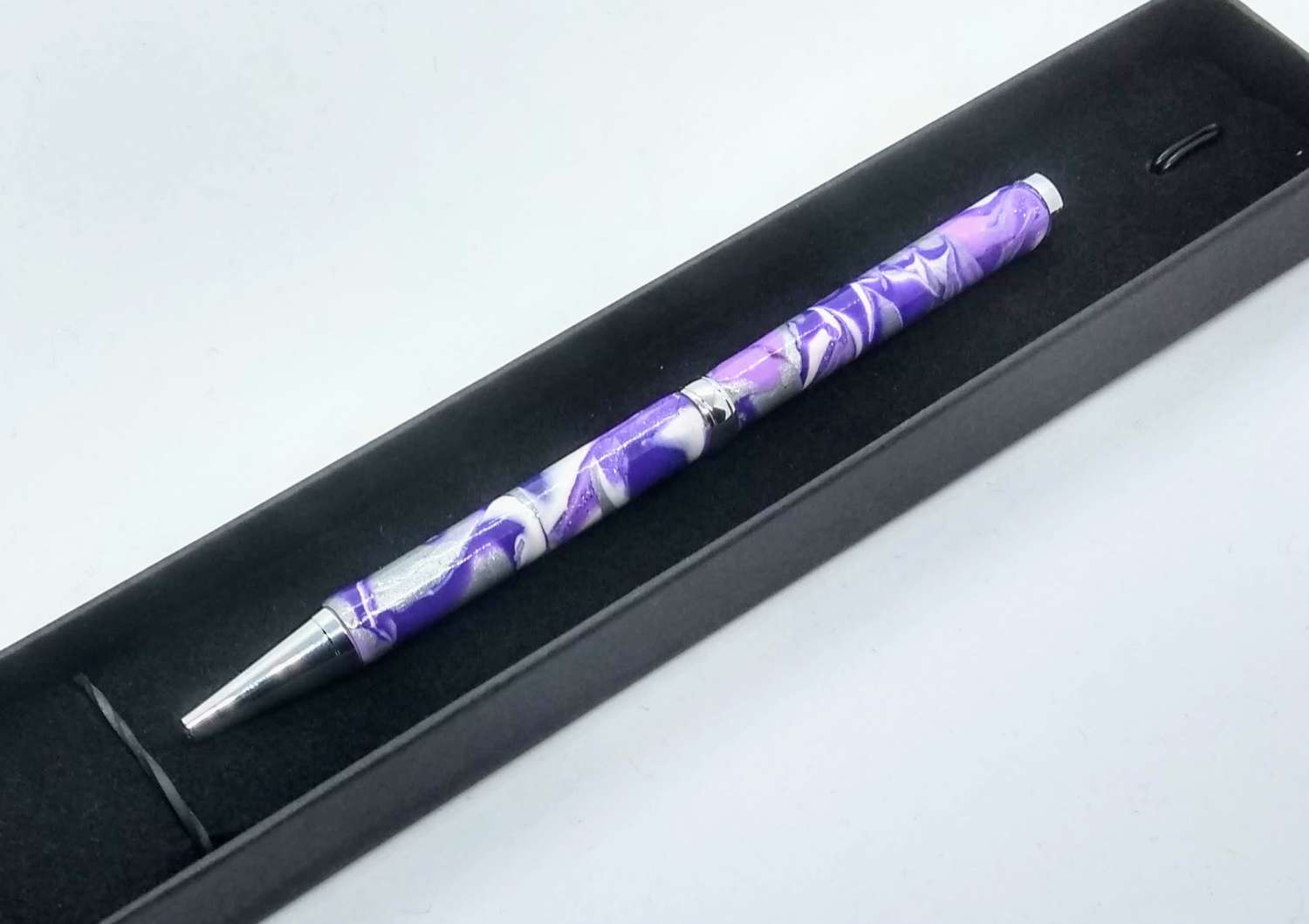 OOAK Hand made slimline twist handbag pen in purple, lilac, white and silver OOAK Hand made slimline twist handbag pen in purple, lilac, white and silver