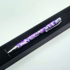 Hand made slimline twist ballpoint pen in purples, lilac, white and silver 5 Hand made slimline twist ballpoint pen in purples, lilac, white and silver 5