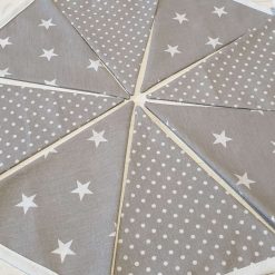 Grey with White Star & White Dot Bunting, 100% cotton, Grey Bunting, Star & Dot Bunting, Garland, Fabric Bunting, 10 double sided flags 2.5m 7 Grey with White Star & White Dot Bunting, 100% cotton, Grey Bunting, Star & Dot Bunting, Garland, Fabric Bunting, 10 double sided flags 2.5m 7