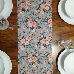 Grey & Pink Floral Table Runner, 100% Cotton, Grey Table Runner with Pink Flowers, Table Decor, Home Decor, Gift Idea, Floral Table Runner 7