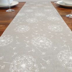 Grey & White Table Runner, 100% Cotton, Grey Table Runner with White Dandelions, Table Decor, Homer Decor, Gift Idea, Grey Table Runner 8 Grey & White Table Runner, 100% Cotton, Grey Table Runner with White Dandelions, Table Decor, Homer Decor, Gift Idea, Grey Table Runner 8