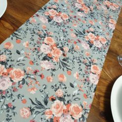 Grey & Pink Floral Table Runner, 100% Cotton, Grey Table Runner with Pink Flowers, Table Decor, Home Decor, Gift Idea, Floral Table Runner 8
