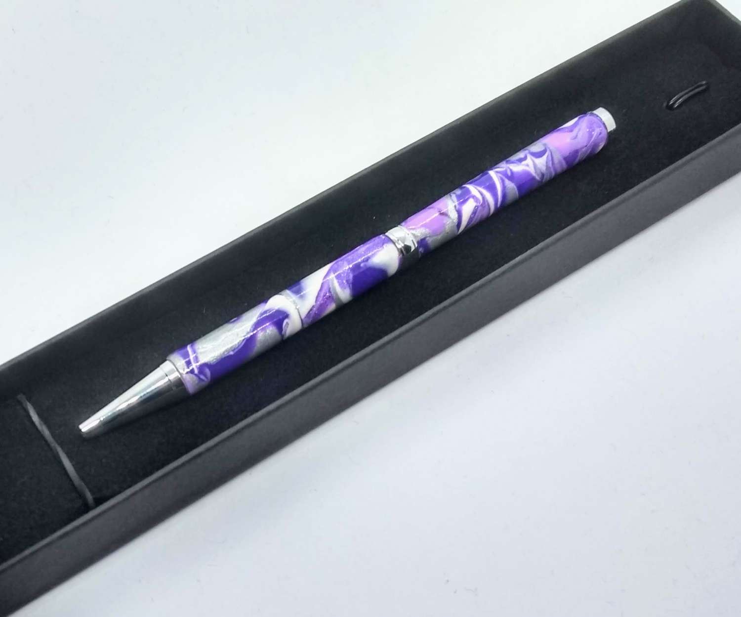 OOAK Hand made slimline twist handbag pen in purple, lilac, white and silver OOAK Hand made slimline twist handbag pen in purple, lilac, white and silver