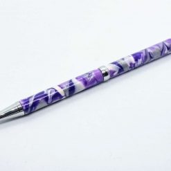 OOAK Hand made slimline twist handbag pen in purple, lilac, white and silver