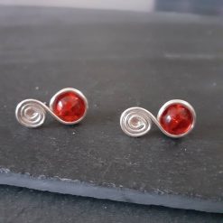 Red Glass Stud Earrings
