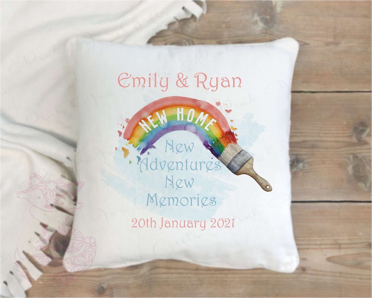 personalised new home cushion