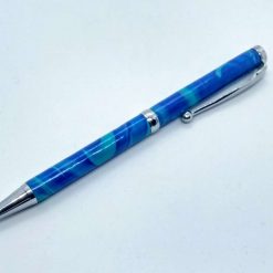 Hand made slimline twist ballpoint pen in bright blue & turquoise 4 Hand made slimline twist ballpoint pen in bright blue & turquoise 4