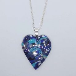 handmade polymer clay heart pendant in turquoise, blues & white 2 handmade polymer clay heart pendant in turquoise, blues & white 2