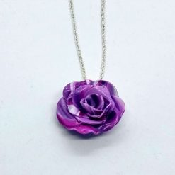 handmade polymer clay rose pendant in marbled purples, lilac and white 6 handmade polymer clay rose pendant in marbled purples, lilac and white 6